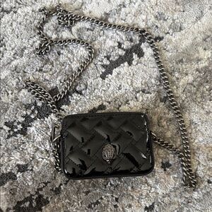 Elegant Black Quilted Chain Bag Kurt Geiger